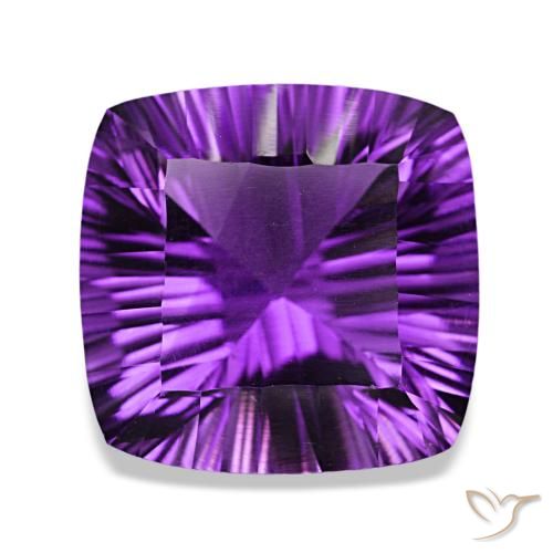 Ametista viola intenso naturale da 21,29 ct, taglio a cuscino, VVS-VS