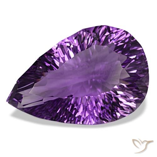 Ametista naturale viola violaceo intenso da 61,81 ct, taglio a pera, VVS