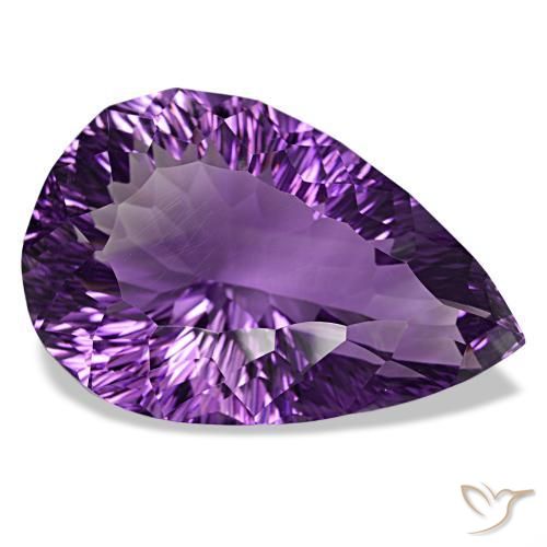 Ametista naturale viola violaceo intenso da 61,81 ct, taglio a pera, VVS