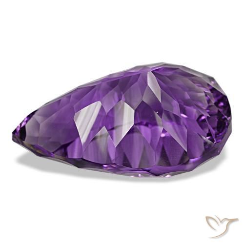 Ametista naturale viola violaceo intenso da 61,81 ct, taglio a pera, VVS