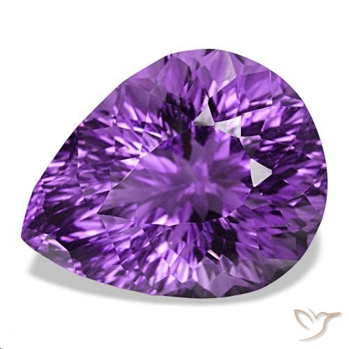 Ametista viola vivido naturale da 26,81 ct, taglio a pera, VS