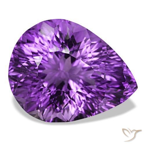Ametista viola vivido naturale da 26,81 ct, taglio a pera, VS