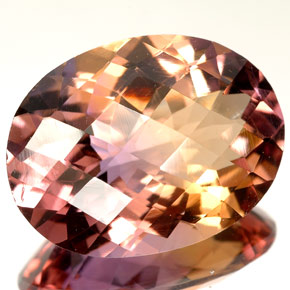 Ametrino Bicolore naturale da 14.66 ct, Taglio ovale, VVS