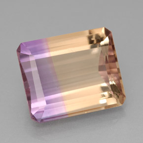 Ametrina naturale bicolore da 6,34 ct, taglio smeraldo, IF