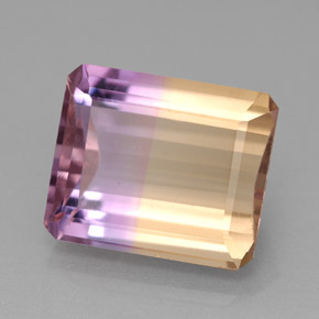 Ametrina naturale bicolore da 6,34 ct, taglio smeraldo, IF