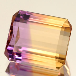 Ametrina naturale bicolore da 5,88 ct, taglio smeraldo, IF