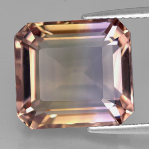 Ametrina naturale bicolore da 11,76 ct, taglio smeraldo, VVS