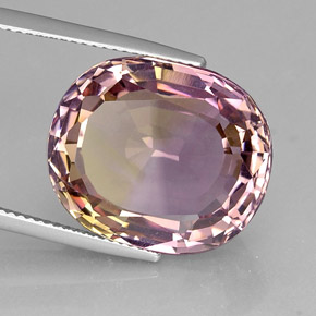 Ametrina naturale bicolore da 21,12 ct, taglio ovale, VVS