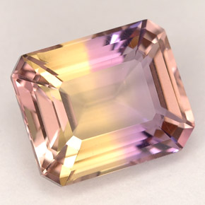 Ametrina naturale bicolore da 5,29 ct, taglio smeraldo, VVS