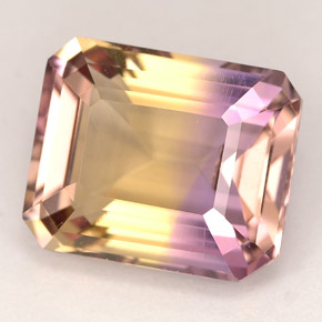 Ametrina naturale bicolore da 5,29 ct, taglio smeraldo, VVS