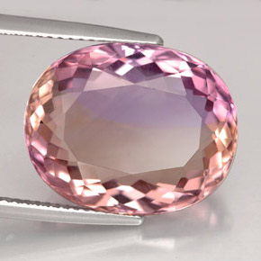 Ametrina naturale bicolore da 14,32 ct, taglio ovale, VVS
