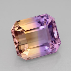 Ametrina naturale bicolore da 8,22 ct, taglio smeraldo, VVS