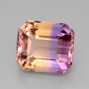 Ametrina naturale bicolore da 8,22 ct, taglio smeraldo, VVS
