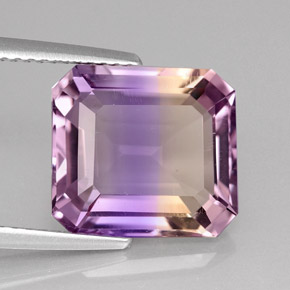 Ametrina naturale bicolore da 6,02 ct, taglio smeraldo, VVS