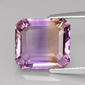 Ametrina naturale bicolore da 6,02 ct, taglio smeraldo, VVS
