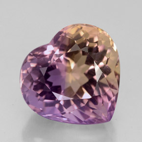 Ametrino Bicolore naturale da 5.42 ct, A forma di cuore, VVS
