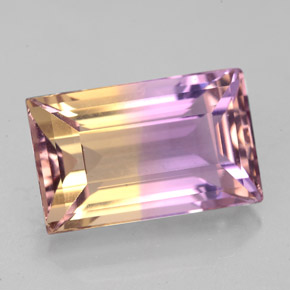 Ametrino Bicolore naturale da 6.29 ct, Taglio a baguette, VVS