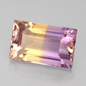 Ametrino Bicolore naturale da 6.29 ct, Taglio a baguette, VVS