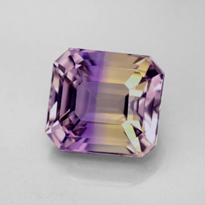 Ametrina naturale bicolore da 6,01 ct, taglio smeraldo, VVS