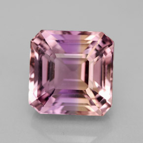 Ametrina naturale bicolore da 7,37 ct, taglio smeraldo, VVS-VS