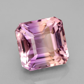 Ametrina naturale bicolore da 7,37 ct, taglio smeraldo, VVS-VS