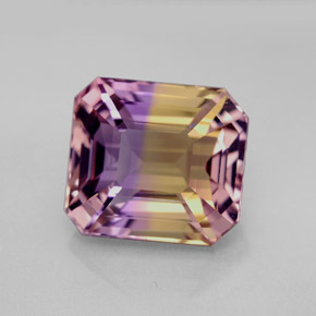 Ametrina naturale bicolore da 7,32 ct, taglio smeraldo, VVS