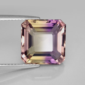 Ametrina naturale bicolore da 6,36 ct, taglio smeraldo, VVS-VS