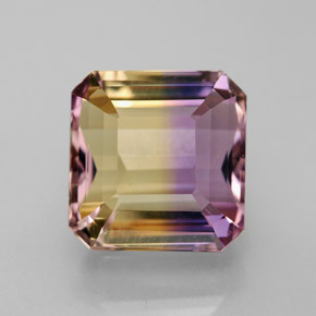 Ametrina naturale bicolore da 6,74 ct, taglio smeraldo, VVS