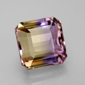 Ametrina naturale bicolore da 6,74 ct, taglio smeraldo, VVS
