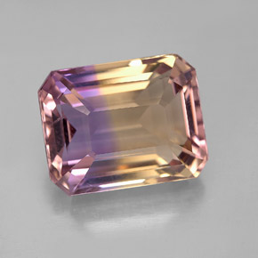 Ametrina naturale bicolore da 7,94 ct, taglio smeraldo, VVS