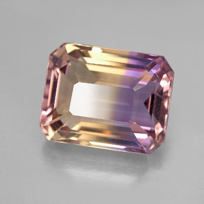 Ametrina naturale bicolore da 7,94 ct, taglio smeraldo, VVS