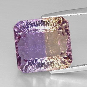 Ametrina naturale bicolore da 14,42 ct, taglio smeraldo, VVS