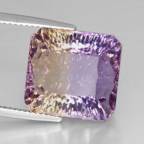 Ametrina naturale bicolore da 14,42 ct, taglio smeraldo, VVS