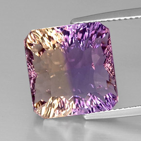 Ametrina naturale bicolore da 10,91 ct, taglio smeraldo, VVS-VS