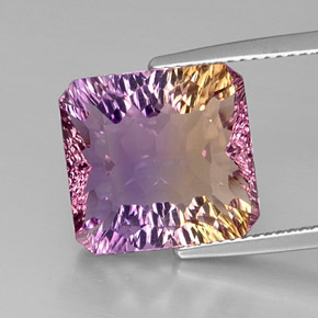 Ametrina naturale bicolore da 9,01 ct, taglio smeraldo, VVS-VS