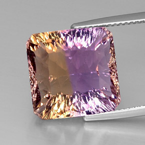 Ametrina naturale bicolore da 12,12 ct, taglio smeraldo, VVS-VS