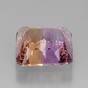 Ametrina naturale bicolore da 12,12 ct, taglio smeraldo, VVS-VS