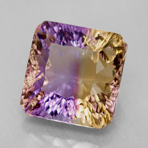 Ametrina naturale bicolore da 10,35 ct, taglio smeraldo, VVS