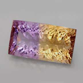 Ametrina naturale bicolore da 11,79 ct, baguette, VVS-VS