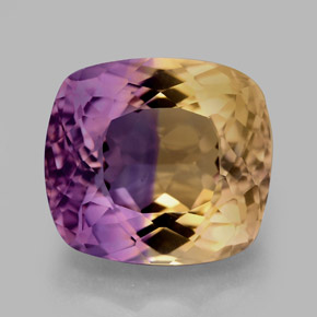 Ametrina naturale bicolore da 10,08 ct, taglio a cuscino, VVS-VS