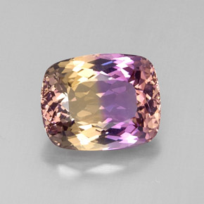 Ametrina naturale bicolore da 11,72 ct, taglio a cuscino, VVS