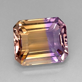Ametrina naturale bicolore da 9,78 ct, taglio smeraldo, VVS