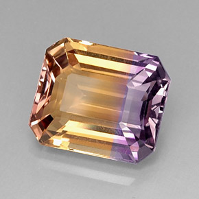 Ametrina naturale bicolore da 9,78 ct, taglio smeraldo, VVS