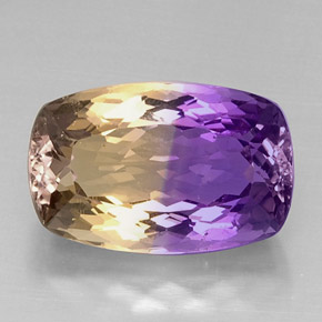 Ametrino Bicolore naturale da 12.47 ct, Taglio a cuscino, VVS-VS