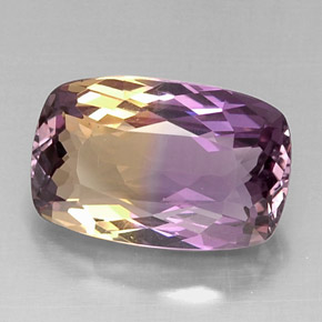 Ametrina naturale bicolore da 10,66 ct, taglio a cuscino, VVS