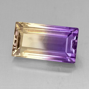 Ametrino Bicolore naturale da 13.25 ct, Taglio a baguette, VVS-VS