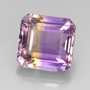 Ametrina naturale bicolore da 12,11 ct, taglio smeraldo, VVS