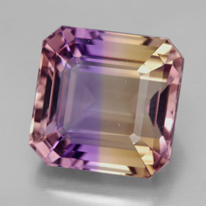 Ametrina naturale bicolore da 10,83 ct, taglio smeraldo, VVS-VS