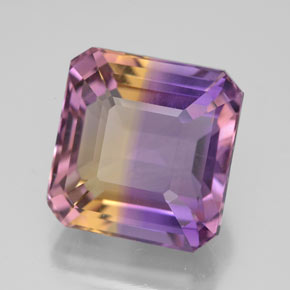 Ametrino Bicolore naturale da 11.07 ct, Taglio smeraldo, VVS