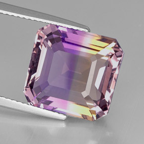 Ametrina naturale bicolore da 9,94 ct, taglio smeraldo, VVS